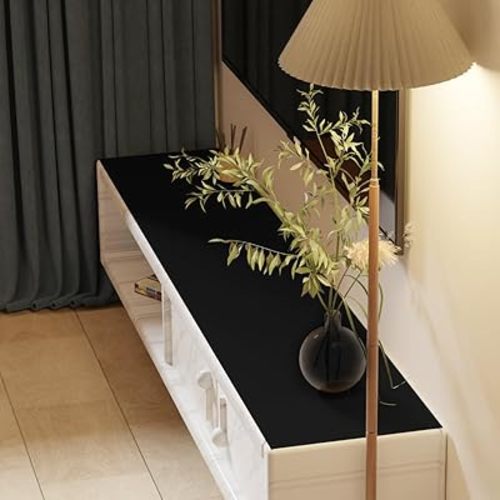 Dresser Mat Protector - 20x64 Inch Waterproof Easy to Clean Can Conceal Flaws Protector The Table Top from Scratches Used for Coffee Table Dresser(Black+Black 20x64)