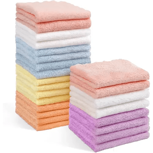 Orighty Baby Washcloths 24-Pack (7''x9''), Microfiber Coral Fleece Baby Towels, Super Soft and Absorbent Wash Cloths for Newborns, Infants and Toddlers, Gentle on Delicate Skin for Face Hands and Body