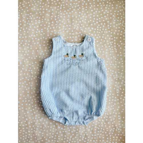 Personalized Embroidered Bubble Romper: Seersucker or Gingham, Custom Name