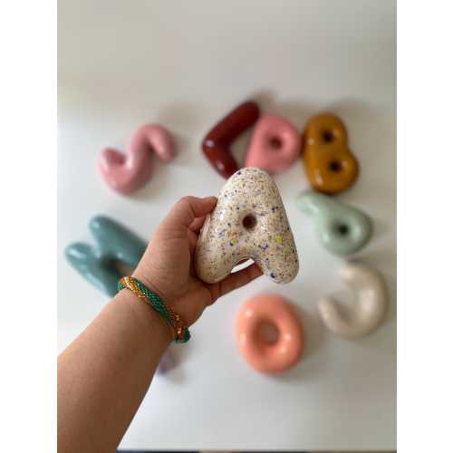 Ceramic Bubble Letters-Ceramic Bubble Letter: Colorful Handmade Alphabet, Wall Decor