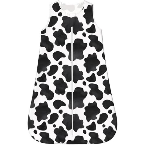 Cow Spots Pattern Black and White Animal Print Baby Wearable Blanket Infant Boys Girls Sleeping Bags for Newborn Large