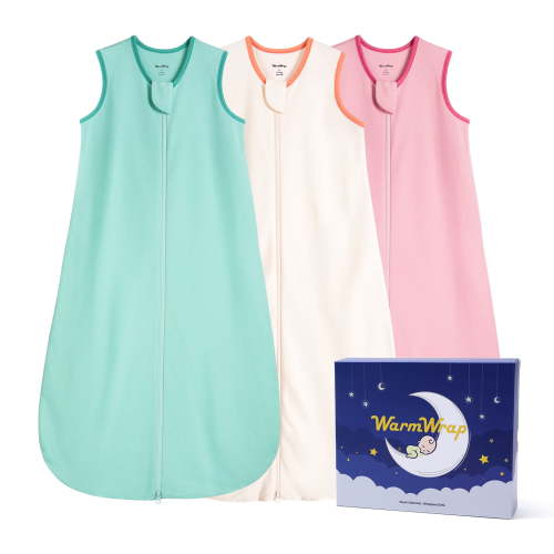 Baby Sleep Sack 0-6 Months 0.5 TOG Lightweight Summer 100% Cotton Breathable Wearable Blanket with 2-Way Zipper, 3 Pack