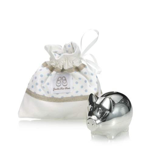 English Trousseau Kids Silver Plated Piggy Bank (Blue)