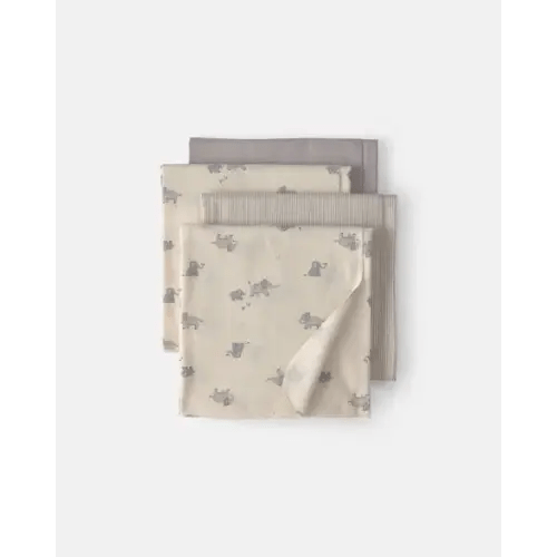 Baby 4-Pack Elephant Receiving Blankets - Grey/Ivory | Carter's