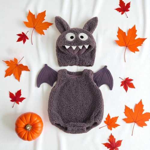 Baby Bat Halloween Costume Romper, Baby Boy Girl Bat Wings and Hat Outfit, Newborn Fall Clothes, Baby Shower Gift, Baby Prop Photoshoot