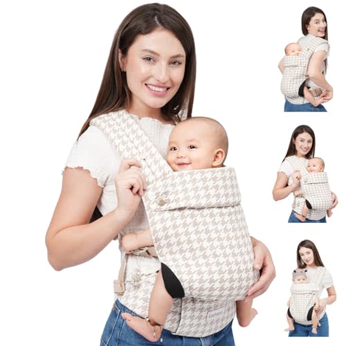 Koohaoo Baby Carrier Newborn to Toddler, Ergonomic, Cozy and Lightweight Baby Toddler Carrier, Premium Soft Cotton Breathable Infant Carrier Baby Gift with Head Support, 3 Carry Positions (3-36 Months