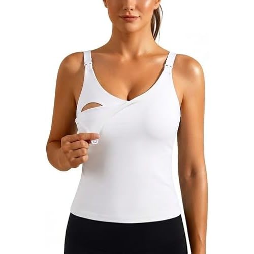 Ecavus Nursing Tank Tops with Built in Bra, Nursing Sport Bra