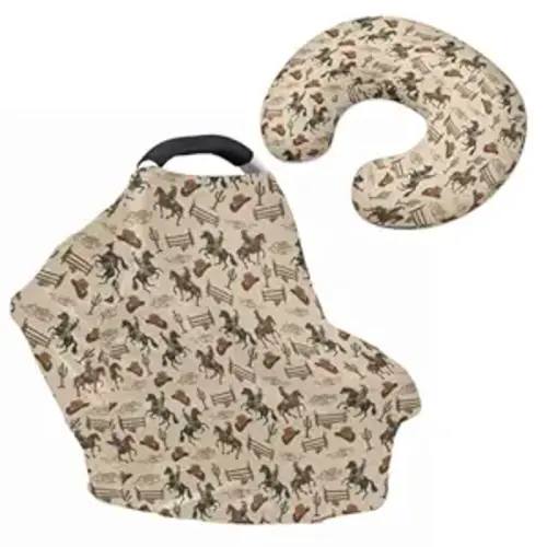 Fences Cowboys Carseat Canopy for Babies Cacti Breast Feeding Covers for Women Baby Lounger Pillow U-Shaped Breastfeeding Pillowcase Breastfeeding Essentials