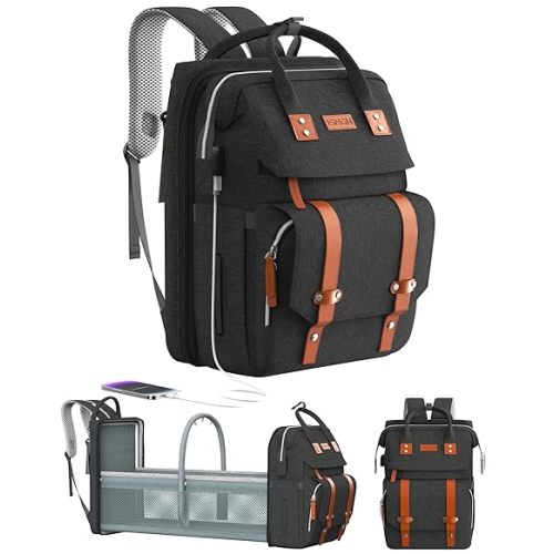 ISMGN Diaper Bag Backpack with Changing Station, Baby Bag for Mom, Grey