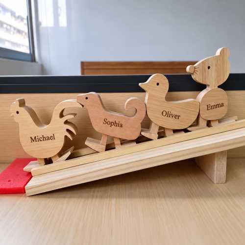 Wooden Walking Animal Ramp Race & Block Set, Toddler Interactive Self-Propelled Toy, Children Room Decor, Holiday Gift