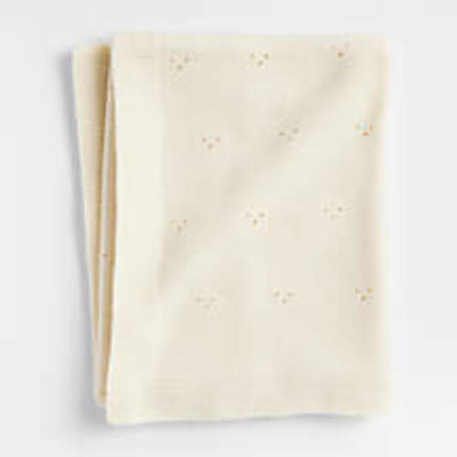 Pointelle Knit Pampas Ivory Organic Cotton Baby Stroller Blanket