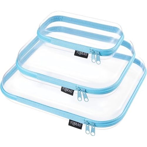 YQBRAO Clear Hard Shell Organizer Cases, 3-Pack, Blue
