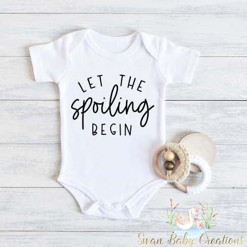 Let The Spoiling Begin Baby, Cute Baby Bodysuit For Grandparents, Funny Baby Announcement Outfit, Newborn Baby Shower Gift, Gender Neutral Cute And Cool Baby Bodysuit, Baby Bodysuit Lat 4424