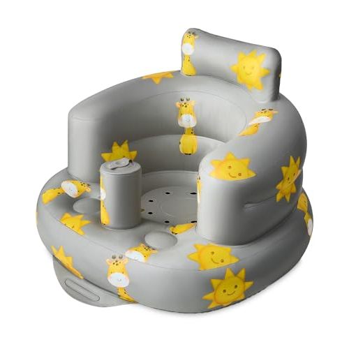 SplashEZ Inflatable Baby Seat - Sit-Up Chair for Kids 3 Months to 3 Years, Blow-Up Baby Seat with Air Pump for Home, Inflatable Sit Me Up Chair for Infant Back Support, Floor & Travel, Giraffes