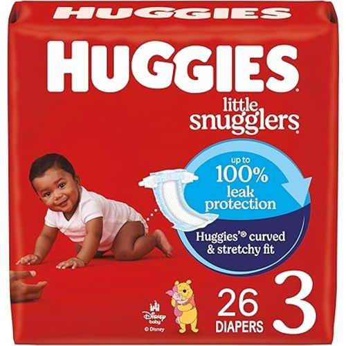 Huggies Size 3 Diapers, Little Snugglers Baby Diapers, Size 3 (16-28 lbs), 26 Count, Packaging May Vary