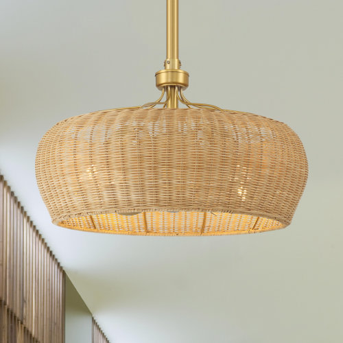 Bayou Breeze Ayane 22'' Ceiling Fan with Natural Rattan Shade and Light Kit Included & Reviews | Wayfair