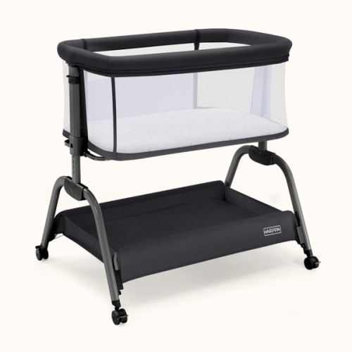 HARPPA Cuddly Lite | 2-in-1 Baby Bassinet & Bedside Sleeper for Newborns with Anti-Reflux Mattress | Adjustable Height, Attaches to Bed, CPSC Certified, Tool-Free Setup & Portable Wheels | Safe Co-Sleeping, Compact Design for Small Spaces, Ideal for Newbo