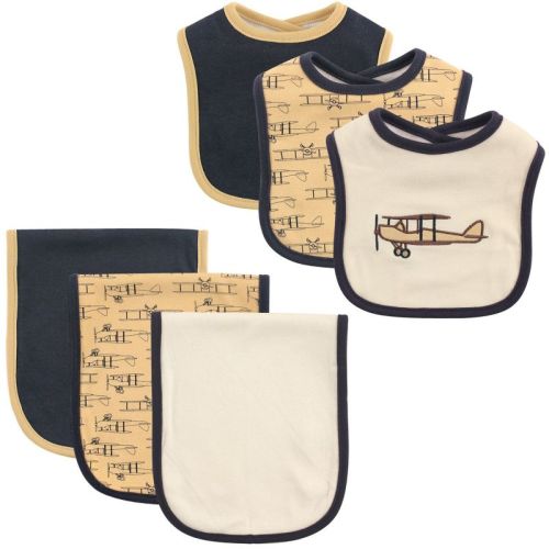 Hudson Baby Infant Boys Cotton Bib and Burp Cloth Set 6pk, Airplane, One Size