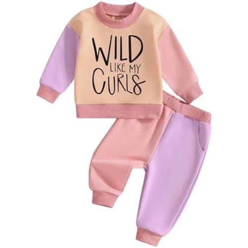 WZTYYDS Toddler Baby Girl Clothes 1T 2T 3T 4T 5T Fall Winter Outfits Contrast Color Long Sleeve Sweatshirt + Pants Sets
