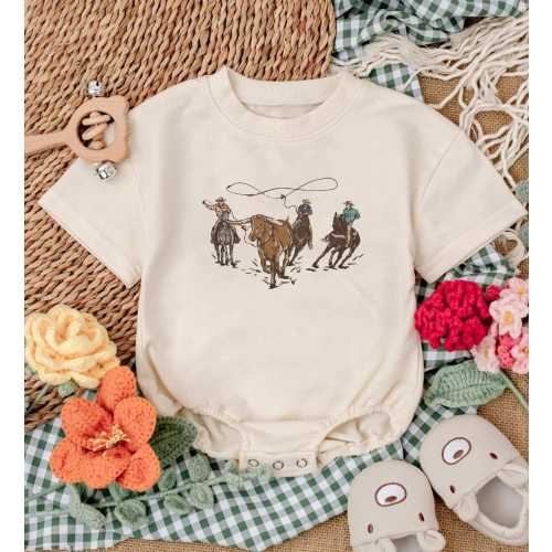 Retro Rodeo Romper, Cowgirl Baby Outfit, Western Country Clothes