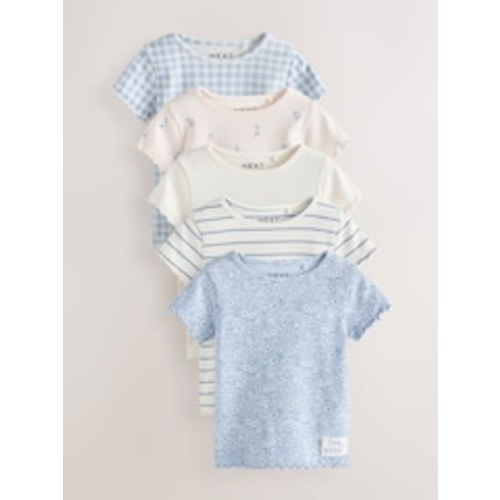 Buy Blue Ribbed Short Sleeve Tops 5 Pack (3mths-7yrs) from Next USA
