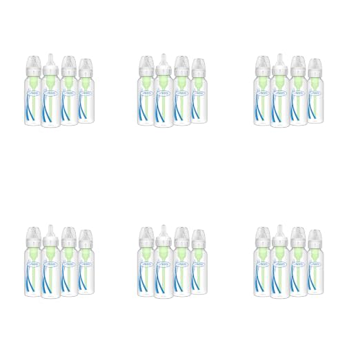 Dr. Brown's Natural Flow Anti-Colic Options+ Narrow Baby Bottle,8 oz/250 mL,with Level 1 Slow Flow Nipples,0m+,4 Count (Pack of 6)