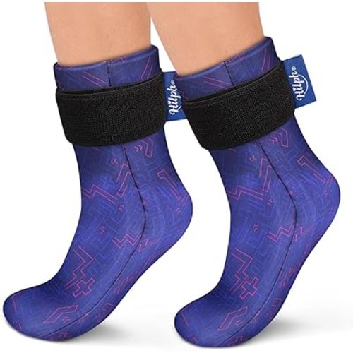 Hilph Full Foot Ice Pack Gel Sock for Hot & Cold Therapy - Reusable Cooling Sock for Toe Pain, Plantar Fasciitis & Hot Feet - Easy Slip On Design for Chemotherapy, Postpartum Recovery, 1 Pair, Blue