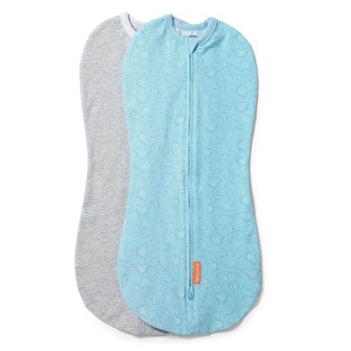 SwaddleMe by Ingenuity Zipper Baby Swaddle - 2pk - Dino Jam: Cotton, Infant 0-2 Months, Long Sleeve, Classic Fit