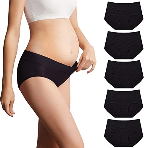 Mama Cotton Women's Under The Bump Maternity Panties Pregnancy Postpartum Maternity Underwear Multi-Pack