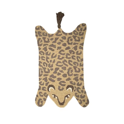 Crane Baby Leopard Shaped Nursery Rug, Handmade 100% Wool Safari Animal Rug for Baby Boy and Girl Nursery, Jungle Nursery Decor, Leopard Print Rug for Toddler Room, Kids Room, 23 x 36 Inches