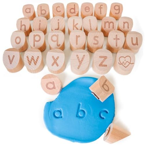 Alphabet Playdough Stamps for Kids - Lowercase Letter Stamp Set - ABC Toddler Clay Dough Stampers