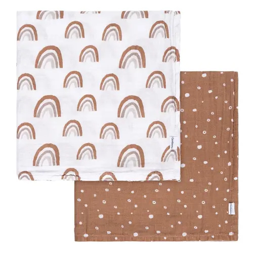 Gerber Baby Unisex 2-Pack Muslin Blanket, Boho Rainbow, One Size