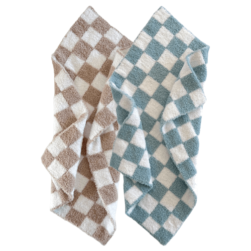 2-Pack Phufy® Bliss Mini Blanket, Powder/Cocoa Checkerboard