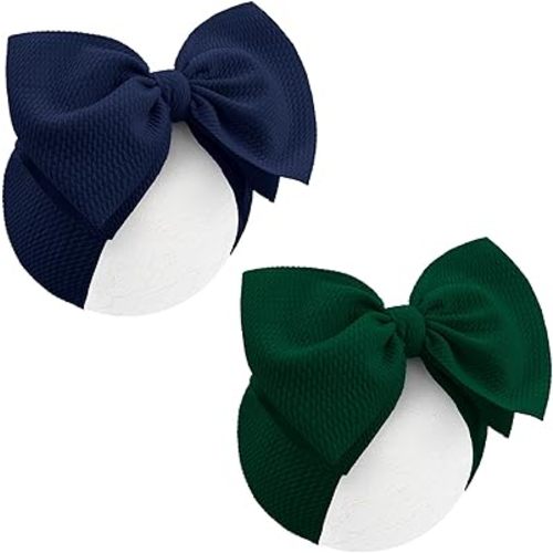 Super Durable Soft Knot Headbands with Hair Bows Infant Toddlers Kids Hair Accessories Dark Blue Green Headband for Newborn Baby Girls