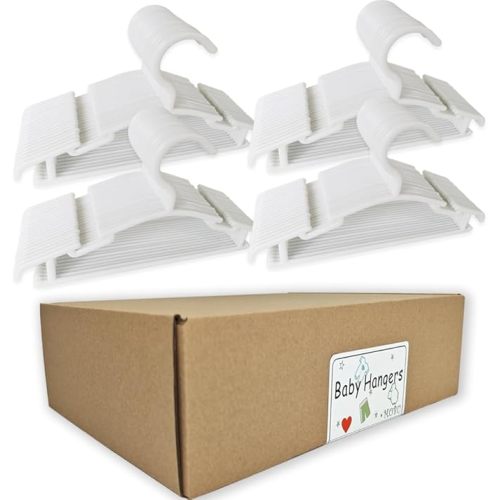Baby Hangers MOBU 100 Pcs Baby Clothes Hangers Nursery Closet Hangers for Newborn Baby Infant Toddler (100 pcs_White)