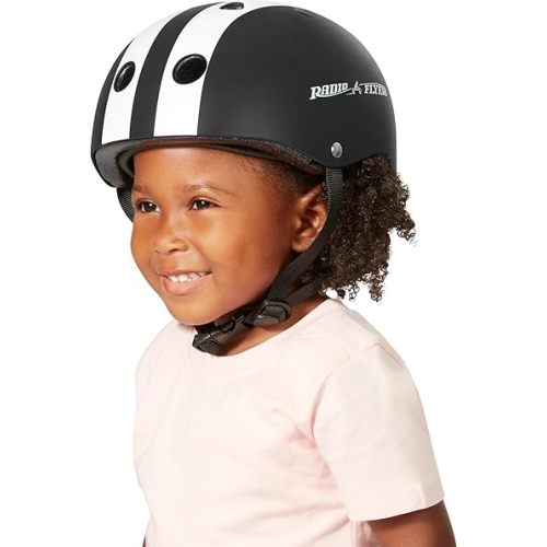 Radio Flyer Kids Helmet, Ages 2-5, Black Matte, Adjustable Size