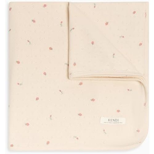 Colored Organics Baby Organic Cotton Swaddle - Infant Receiving Blanket - Pia Floral Pointelle