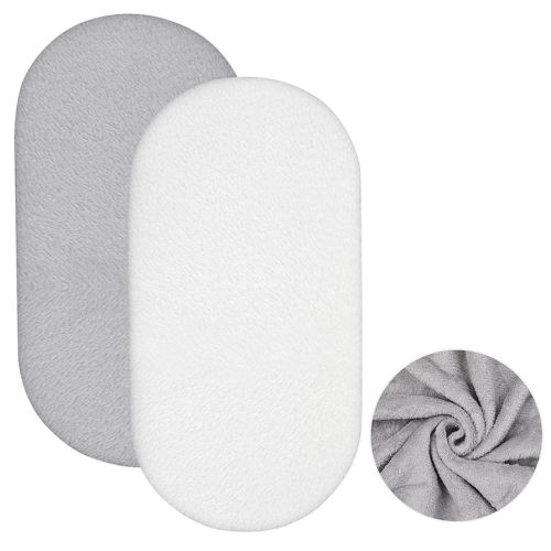 2 Pack Flannel Baby Bassinet Sheets 15 x 33 Inches Soft Flannel Crib Sheet, Fit for Oval Bassinet Cover or Mattresses(Gray and White)