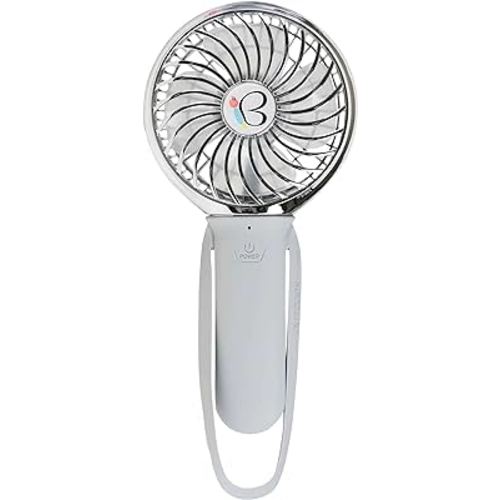 Buggygear 3 Speed USB Rechargeable Fan - Portable Clip Fan with Power Bank and LED Flashlight, Travel Must Haves for Camping, Dorms, and More, Gray/Chrome