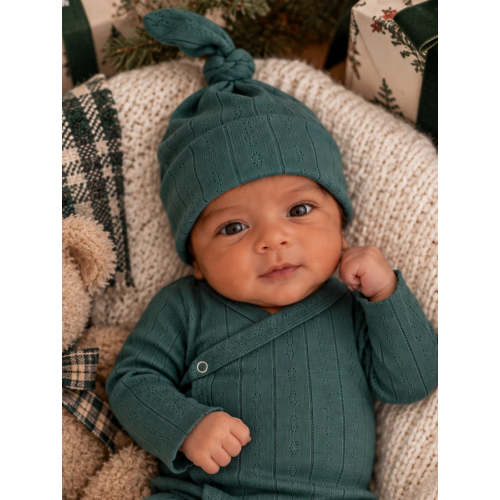 Pine / Organic Pointelle Beanie – SpearmintLOVE