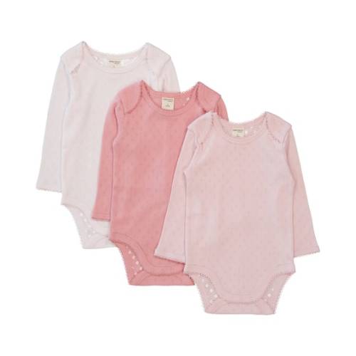 Best and less Medium Pink Baby 3 Pack Long Sleeve Organic Cotton Bodysuit