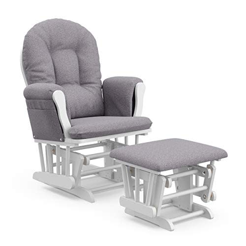 Storkcraft Premium Hoop Glider & Ottoman (Espresso/Gray Swirl) — GREENGUARD Gold Certified Nursery Glider, Solid Wood Craftsmanship, Smooth-Gliding Nursery Chair and Ottoman, Award-Winning