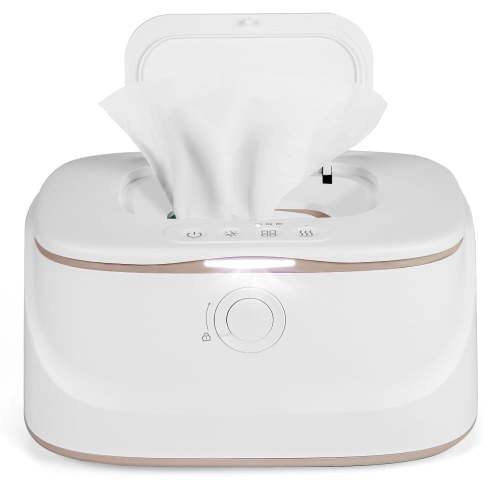 Wipes Warmer with Child Lock, Large Capacity Wipes Dispenser with Night Light, Fast and Even Heating, 4 Modes of Temperature Heating Control,White