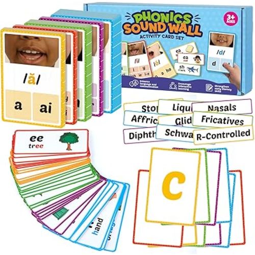 Phonics Sound Wall Set,Letter Sounds Sight Words Flash Cards,Learn to Read Sounds Phoneme Speech Therapy Materials,Phonics Games for Kids Kindergarten,Phonemic Awareness Speak Spell Learning Activity