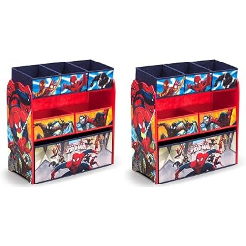 Delta Children Toy Organizer, 6 Bin | Greenguard Gold Certified | Spider-Man | Pack of 2