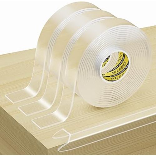 3Pack Clear Edge Protector Strip, 0.8in x 9.84FT(29.52FT Total), Sharp Edge Wrap Cover Tape, Self Adhesive Protective Bumper Guards for Cabinet Door Desk Glass Table Furniture, Kitchen Countertop