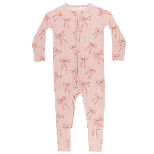 Coquette Bows Small Ribbed Zip Romper