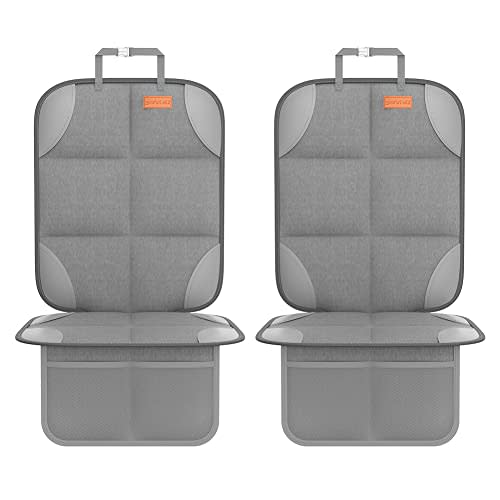SMART ELF2 Pack Car Seat Protector-600D Fabric Waterproof Carseat Protector with Thicily Padded to Protect Your Car Seats from Child Seats and Pets (Light Grey)