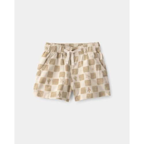 Baby Boy Cactus Checkered Drawstring Shorts - Beige | Carter's