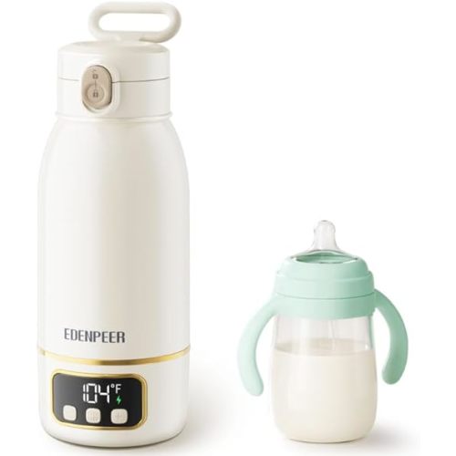 Portable Bottle Warmer, Cordless Milk Warmer for Travel with Fast Heating & Long Battery Life, Instant Breastmilk, Formula, Water, Milk Warmer with 17 Ounces, Super Fast Charging